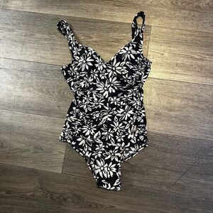 Vintage Maxine of Hollywood Women VNeck Floral One Piece Swimsuit Size S-M